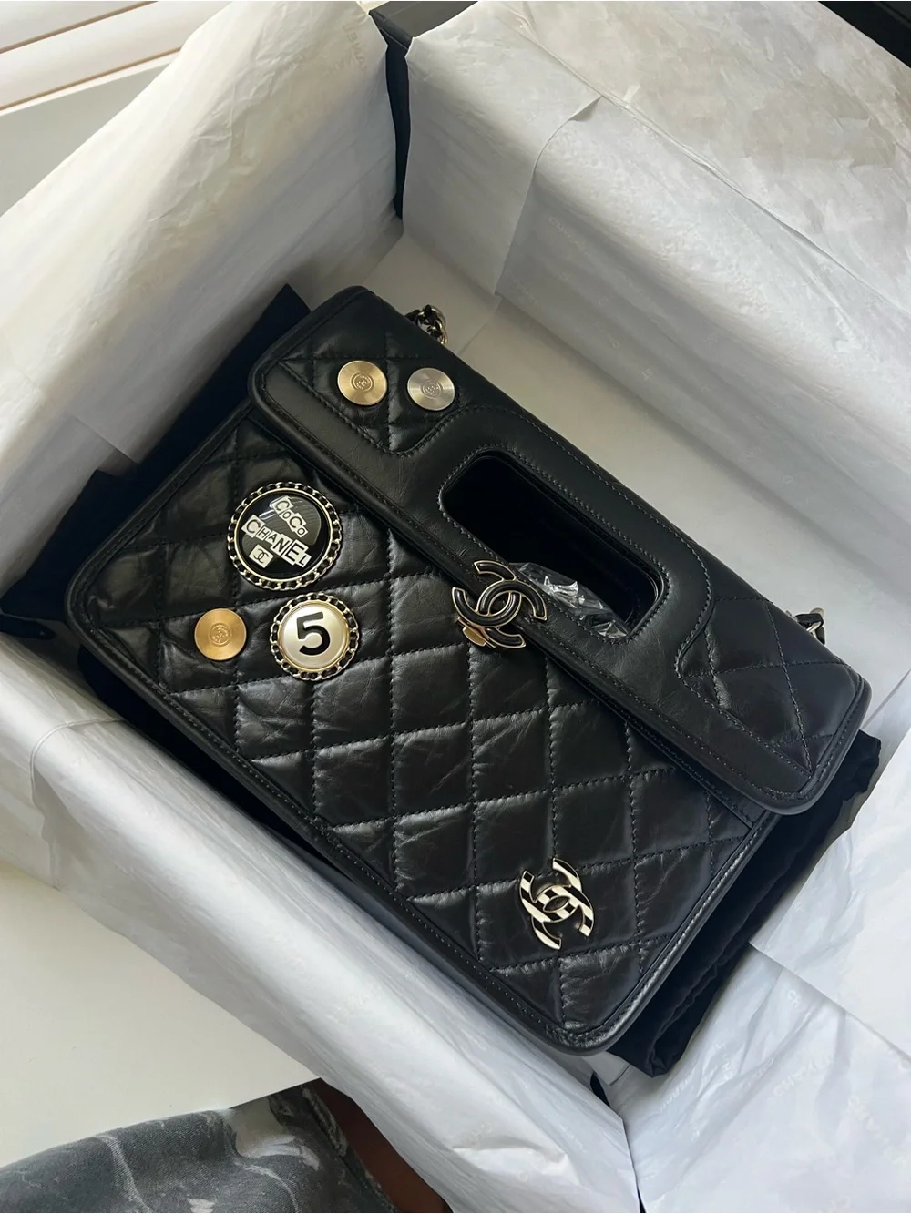 Chanel Charms Handle Cut Flap bag